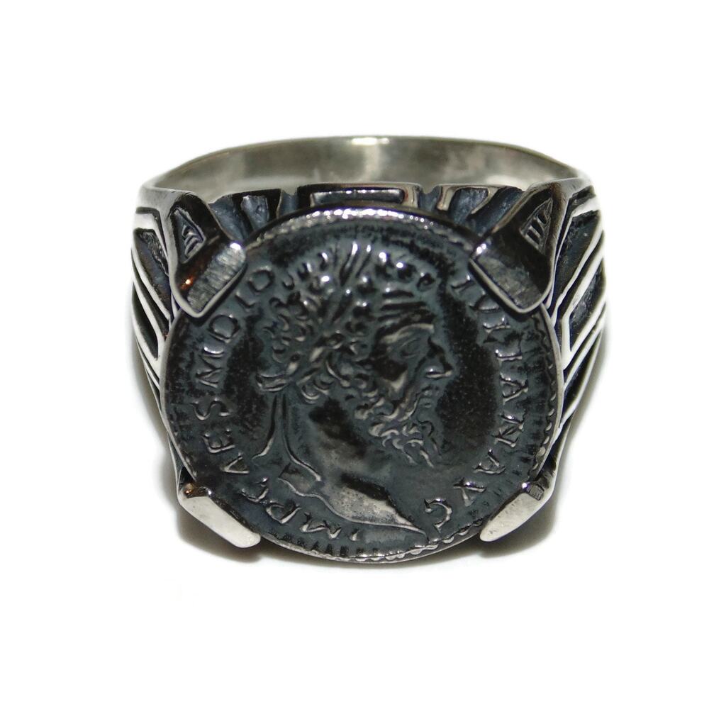 Sterling Silver Ring Signet Roman Ancient Coin Copy Caesar Didius Julianus Eagle